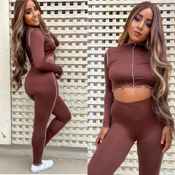 Chic Brown Women's Leggings Set - Picture 2 of 6